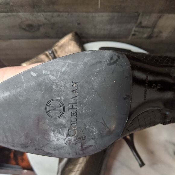 Cole Haan Metallic Snakeskin Boots 9B - Picture 10 of 11